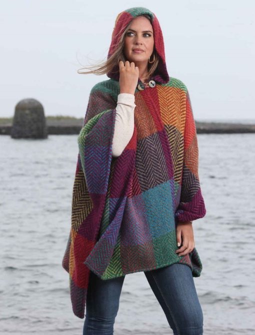 Branigan Weavers Sarah Buffalo Cape, Multi Lt. Green - Image 2