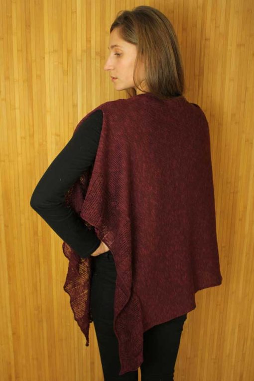 Irish Linen and Cotton Cape, Burgundy - Image 2