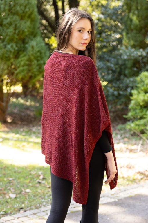 Merino Wool, Linen and Cotton Crail Shawl, Bordeaux - Image 2