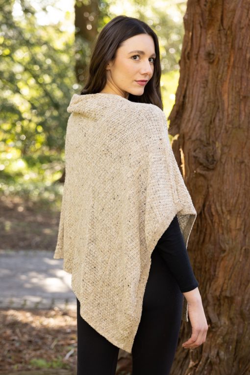 Merino Wool, Linen and Cotton Crail Shawl, Oat