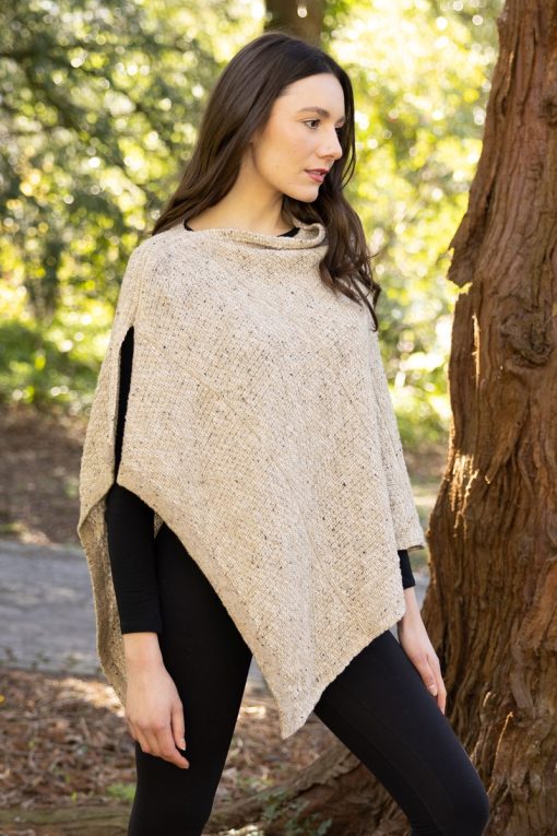 Merino Wool, Linen and Cotton Crail Shawl, Oat - Image 2