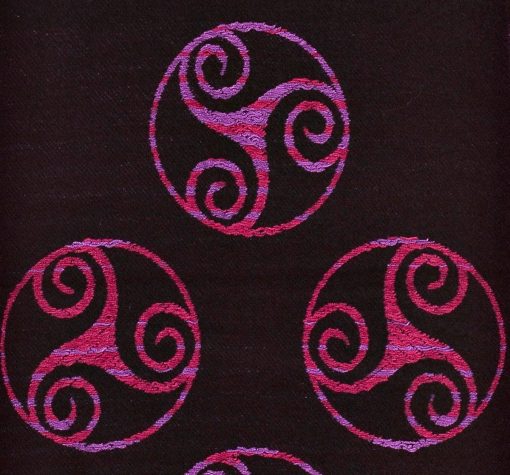 Jimmy Hourihan Fringed Shawl with Triskele Motif, Black/Fuchsia