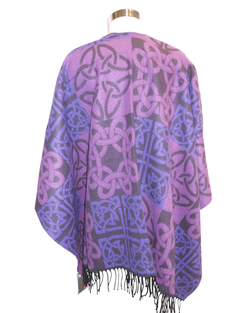 Jimmy Hourihan Fringed Shawl with Celtic Motif, Purple - Image 3