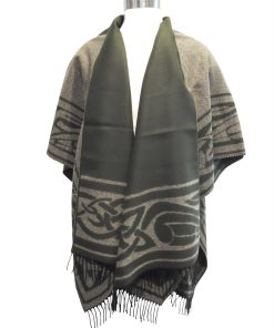 Alternative view of Jimmy Hourihan Celtic Border Shawl, Olive
