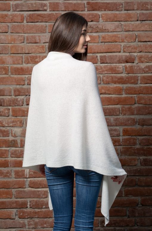 Irish Lambswool Shawl with Mother of Pearl Buttons (White) - Image 3