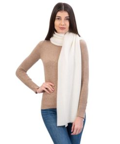 Irish Lambswool Shawl with Mother of Pearl Buttons (White)