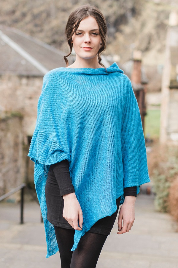 Irish Linen and Cotton Cape, Royal Blue