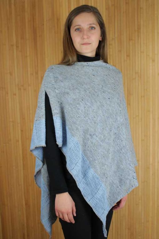 Irish Donegal Merino Wool and Linen Cape, Sleet