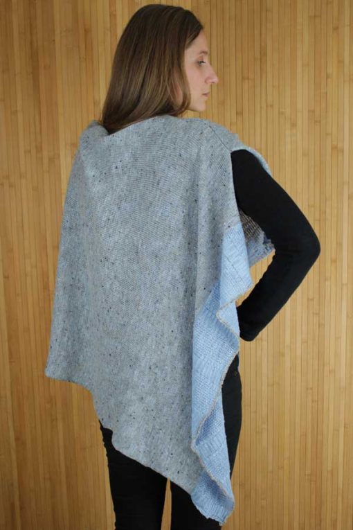 Irish Donegal Merino Wool and Linen Cape, Sleet - Image 2