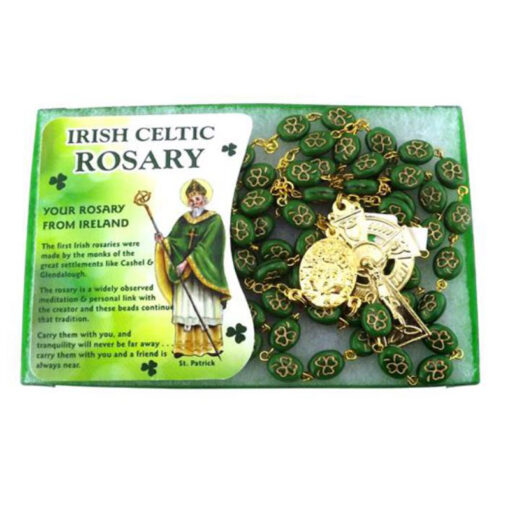 Gilt Ceramic Shamrock Rosary Beads Bracelet