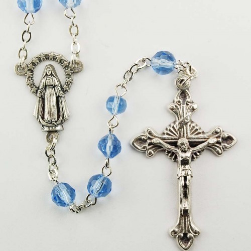 Blue Glass Rosary  6mm