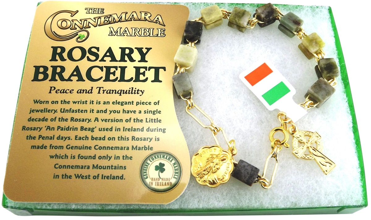 Connemara Square Gold Plated Rosary Bracelet