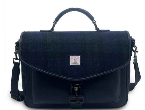 Islander Laptop Bag with HARRIS TWEED - Black Watch Tartan
