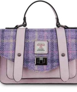 Islander Medium Satchel Bag with HARRIS TWEED - PURPLE