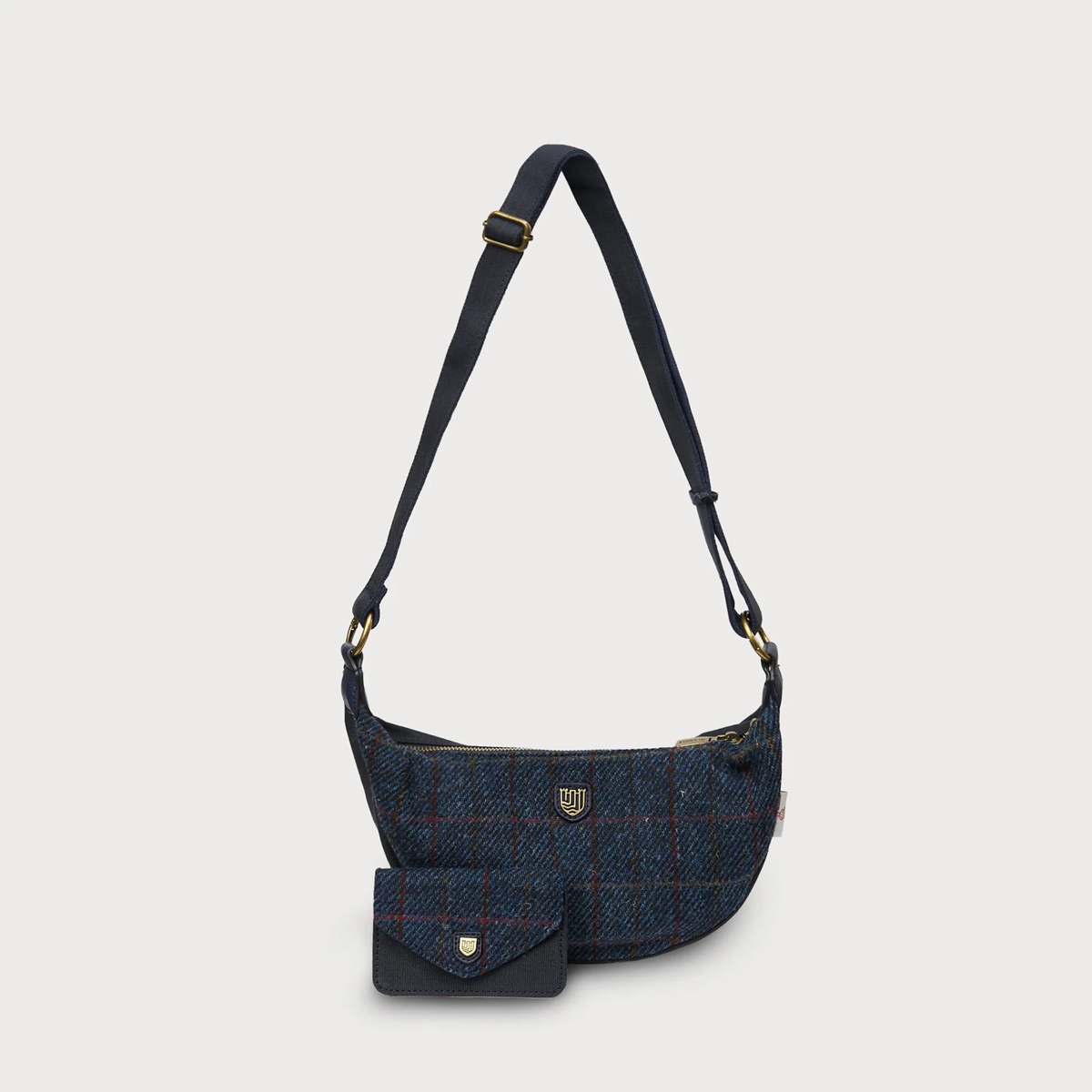 Islander Luna Bag with HARRIS TWEED - Navy Over Check - Image 3