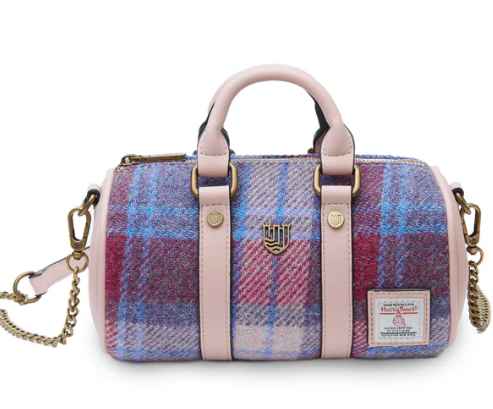 Islander Mini Duffle Bag with HARRIS TWEED - Pink and Blue Tartan