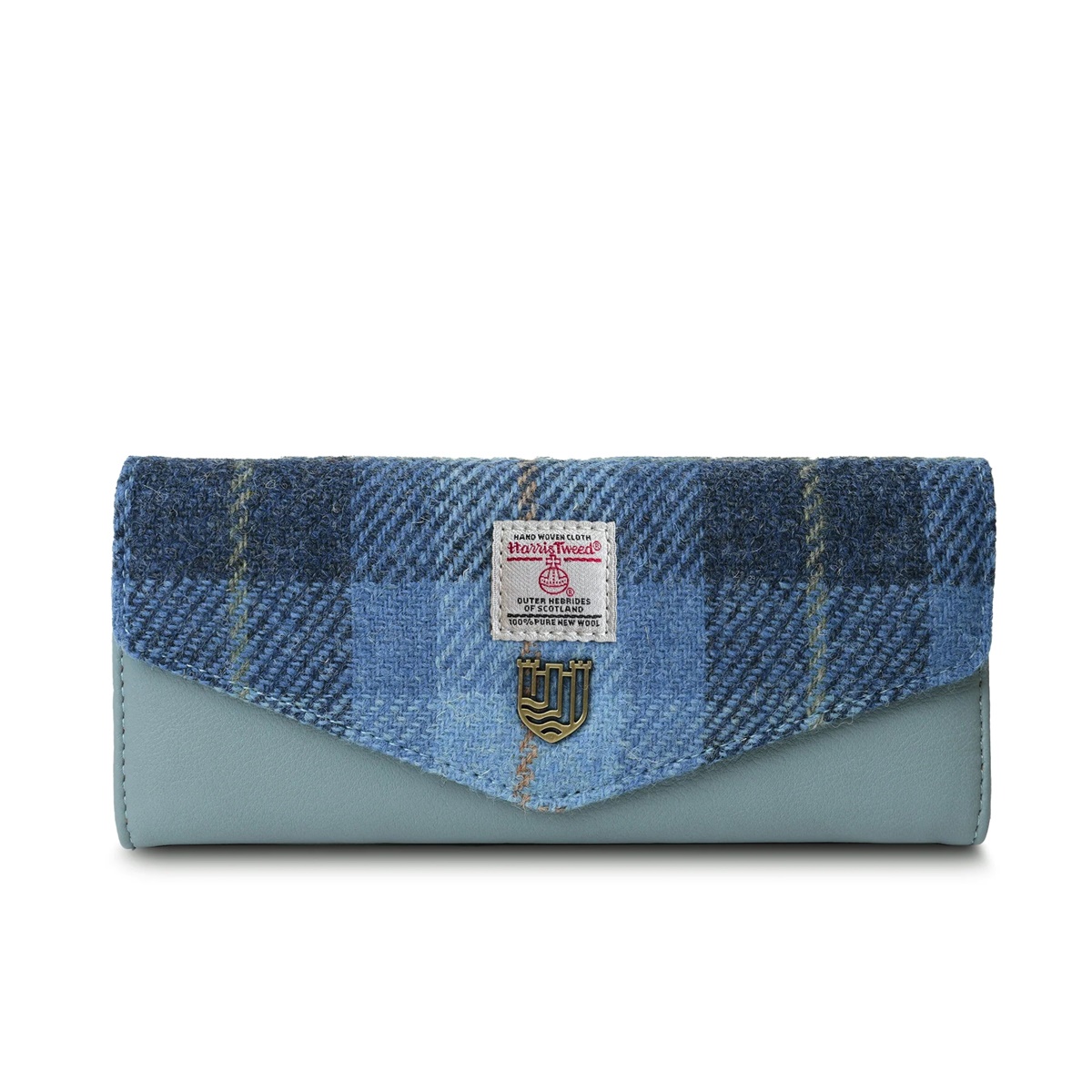 Islander Large Clasp Purse with HARRIS TWEED - Blue Tartan