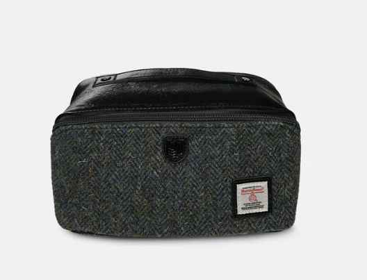 Islander Toiletry Bag with HARRIS TWEED - Grey Herringbone