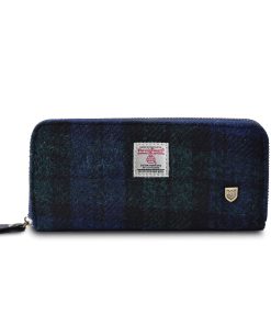 Islander Long Rectangular Purse with HARRIS TWEED - Black Watch Tartan