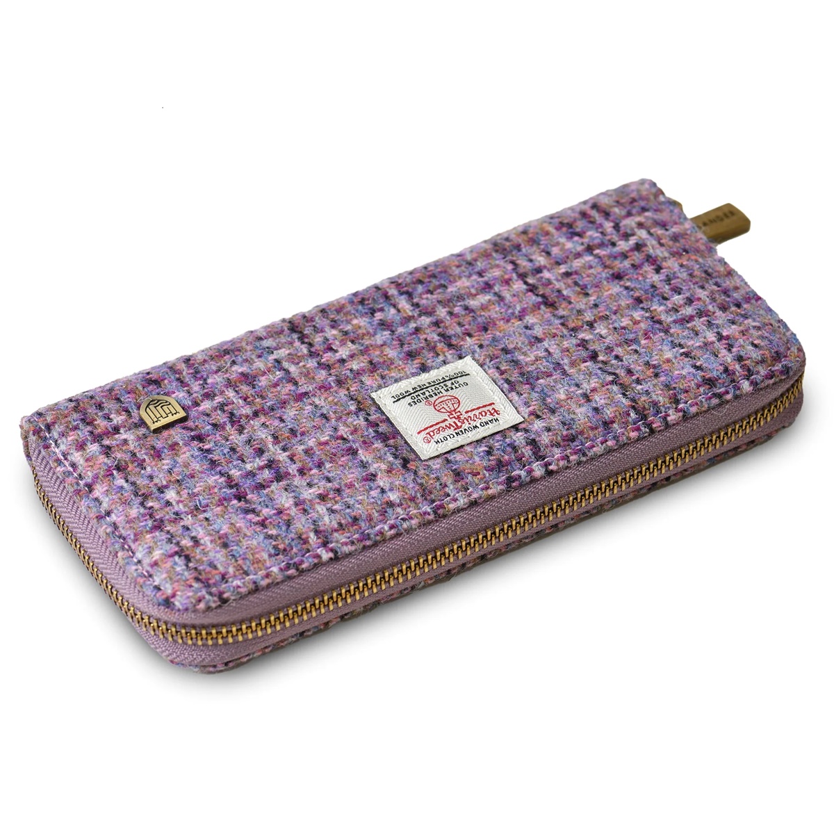 Islander Long Rectangular Purse with HARRIS TWEED - Violet Mini Dogtooth - Image 3