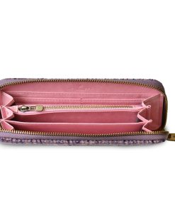 Alternative view of Islander Long Rectangular Purse with HARRIS TWEED - Violet Mini Dogtooth