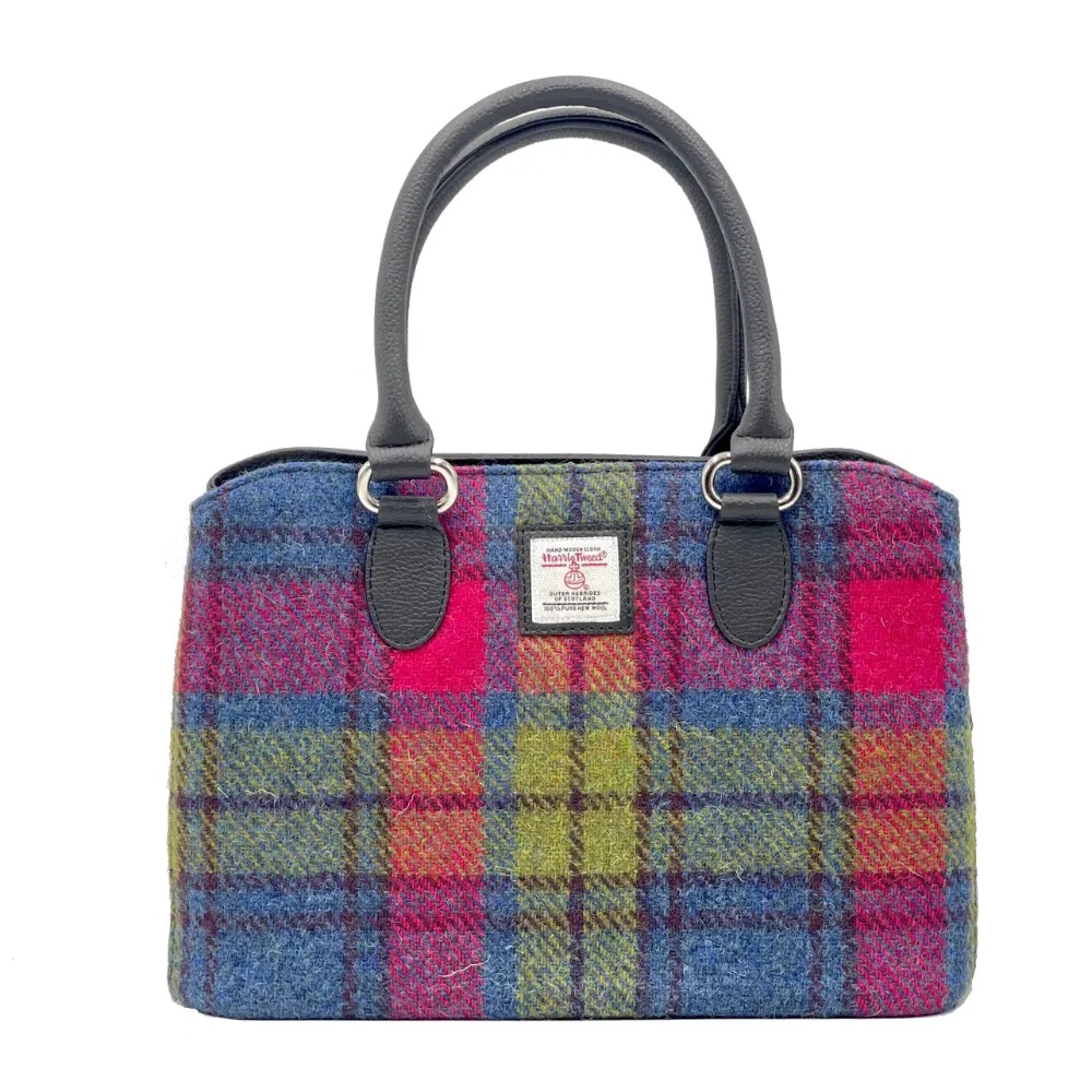 Maccessori Harris Tweed Top Handle Bag, Blue/Pink Check