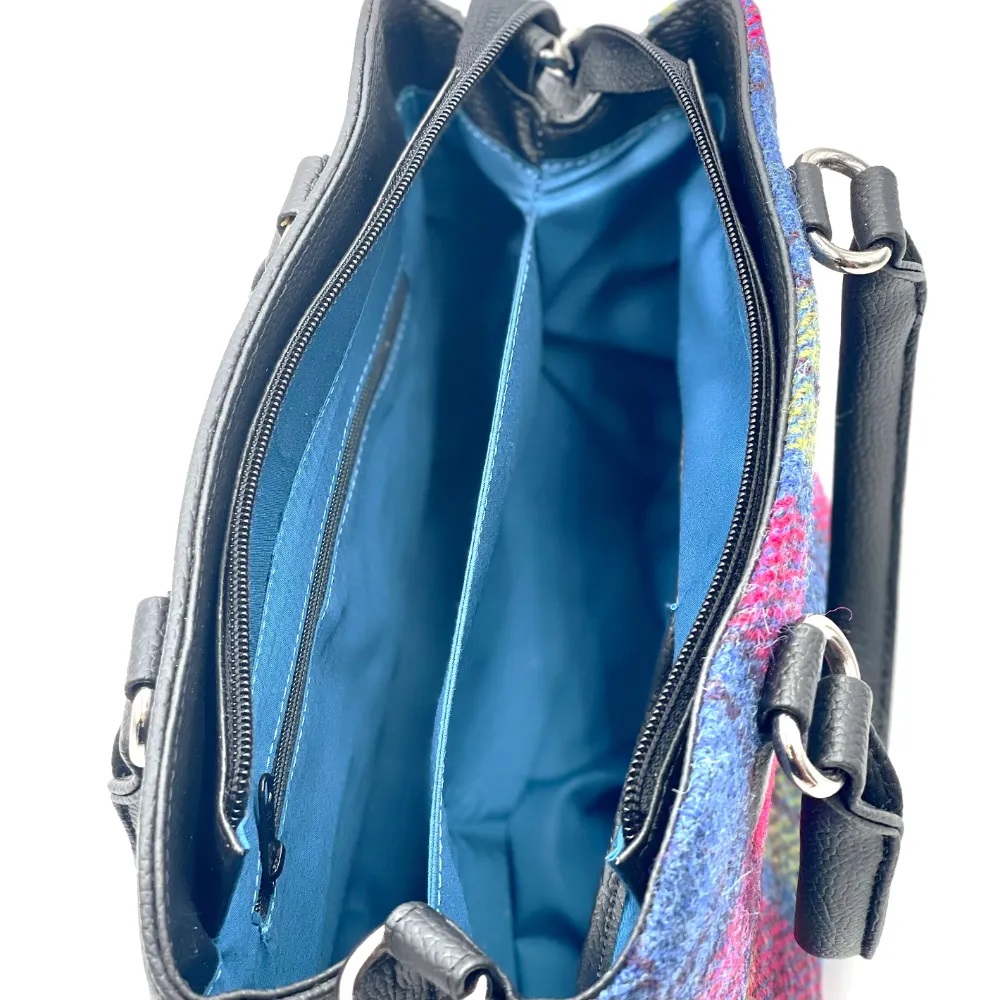 Maccessori Harris Tweed Top Handle Bag, Blue/Pink Check - Image 4