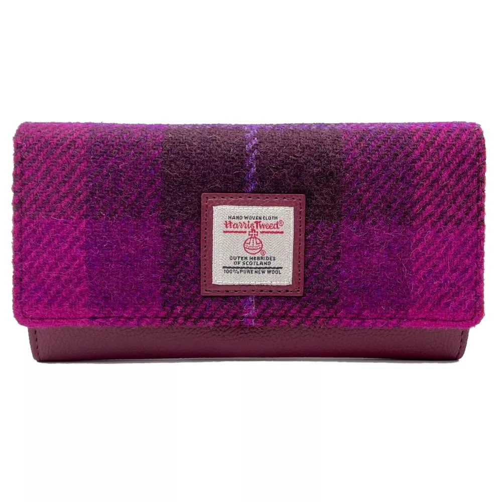 Maccessori Harris Tweed Ladies Envelope Purse, Purple Check