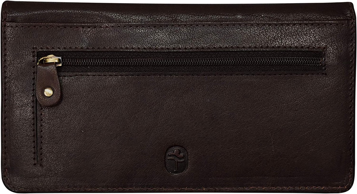 Tinnakeenly Leather Dark Brown Leather Compartment Purse - Image 3