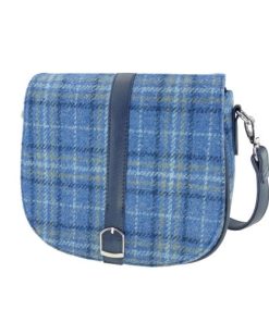 Glen Appin Harris Tweed Beauly Shoulder Bag, Light Blue Check