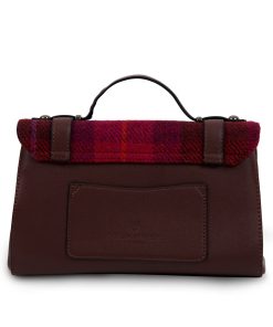 Alternative view of Islander Orkney Satchel Bag with HARRIS TWEED - Fuchsia Tartan