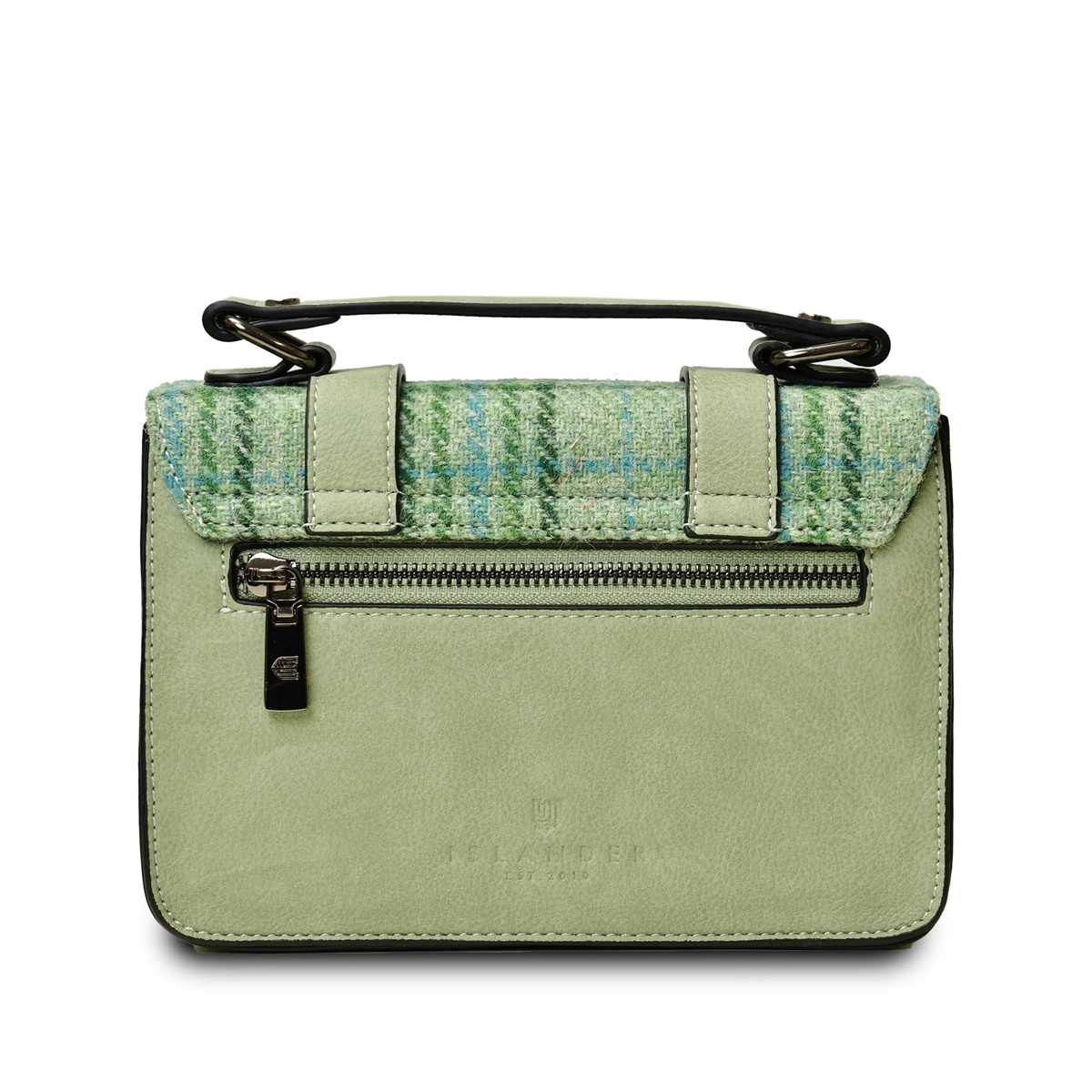 Islander Mini Satchel Bag with HARRIS TWEED - Mint Check - Image 4
