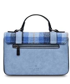 Alternative view of Islander Medium Satchel Bag with HARRIS TWEED - Blue Tartan