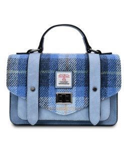 Islander Medium Satchel Bag with HARRIS TWEED - Blue Tartan