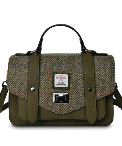Islander Medium Satchel Bag with HARRIS TWEED - Chestnut Herringbone