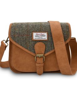 Islander Large Saddle Bag with HARRIS TWEED - Chestnut Herringbone