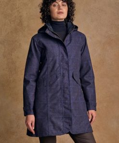 Jack Murphy Sophia Waterproof Jacket, Navy Windowpane