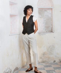 Alternative view of Jack Murphy Heidi Tweed Waistcoat, Deep Green Herringbone